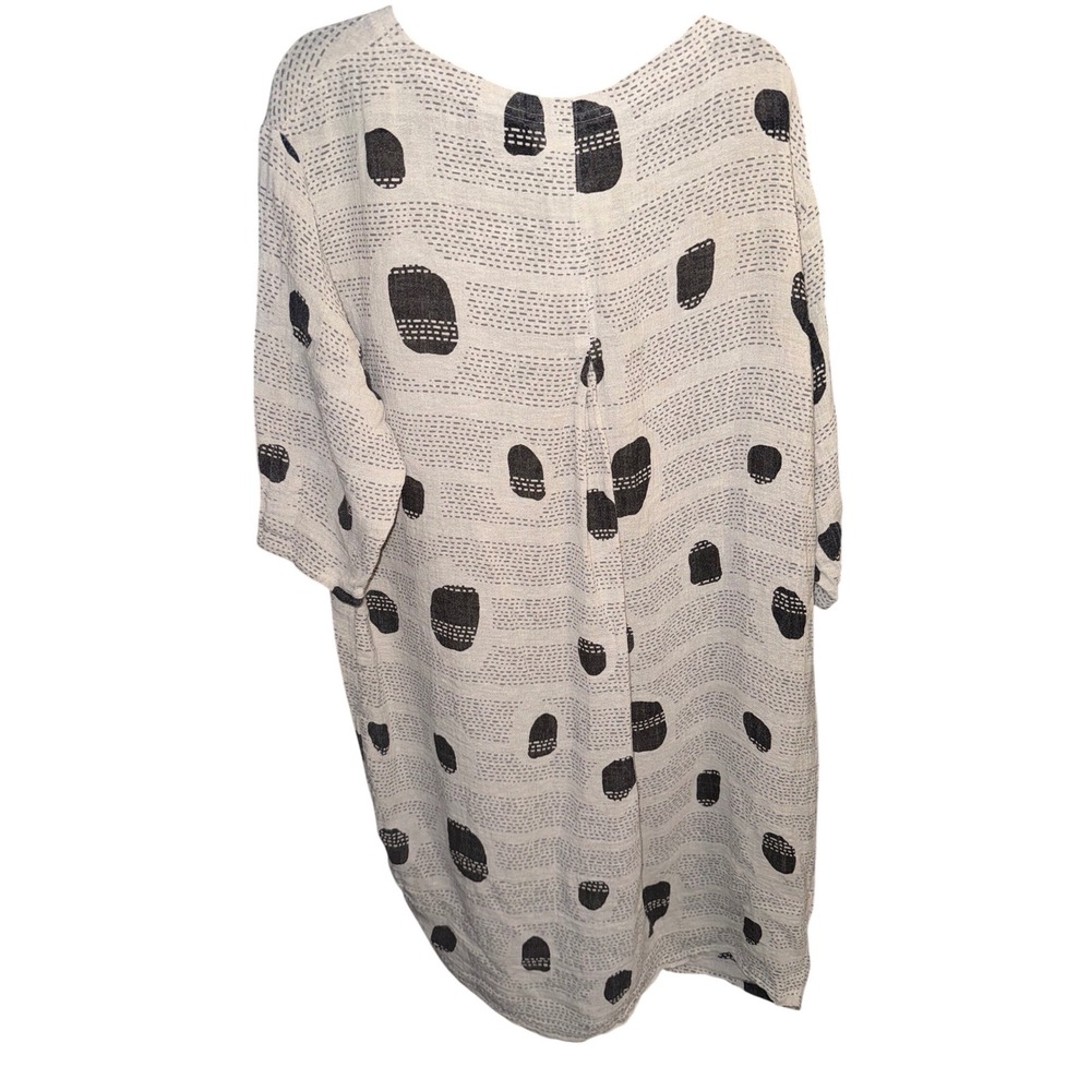 Noen Jessie Juniper Linen Shift‎ Dress Oatmeal Grey Spot Dash Print US 16 - Picture 6 of 11
